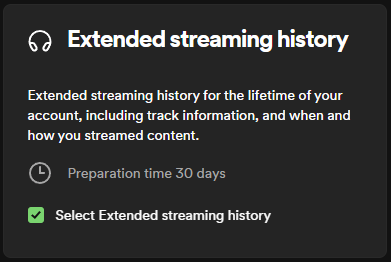 Spotify's extended streaming history form component